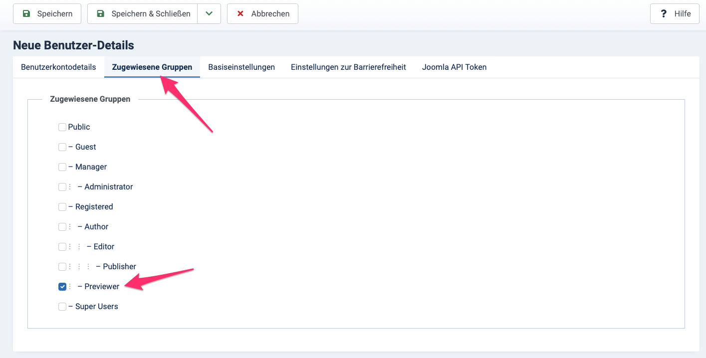 Anlegen neuer Joomla Nutzer - Schritt 1