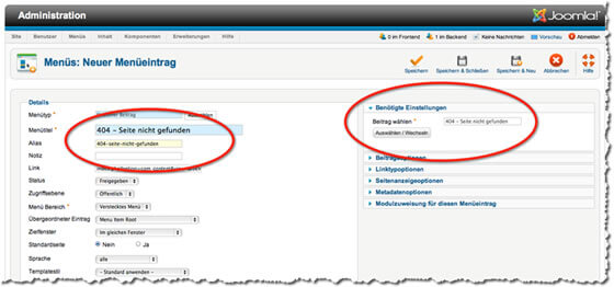 Joomla-Menüpunkt im versteckten Menü anlegen