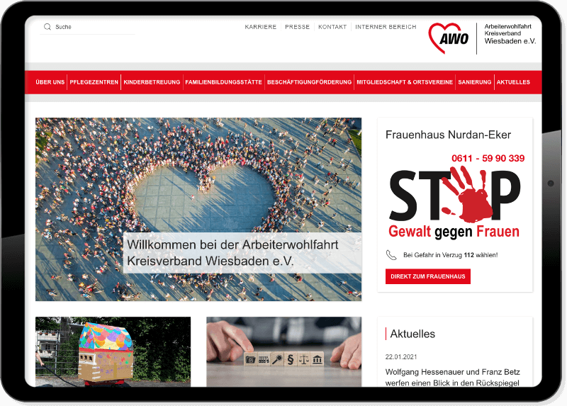Webdesign und Webentwicklung mit WordPress: AWO Wiesbaden