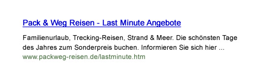 SEO / SERP optimierter Darstellung