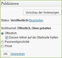 WP Startseiten-Blog mit festem Artikel