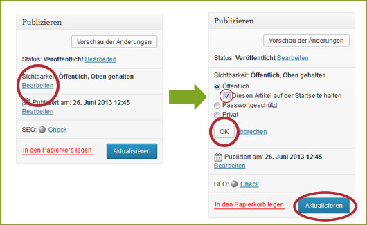 Fester Text für WordPress Startseite