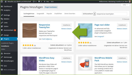 Responsive Plugin installieren: WordPress CMS