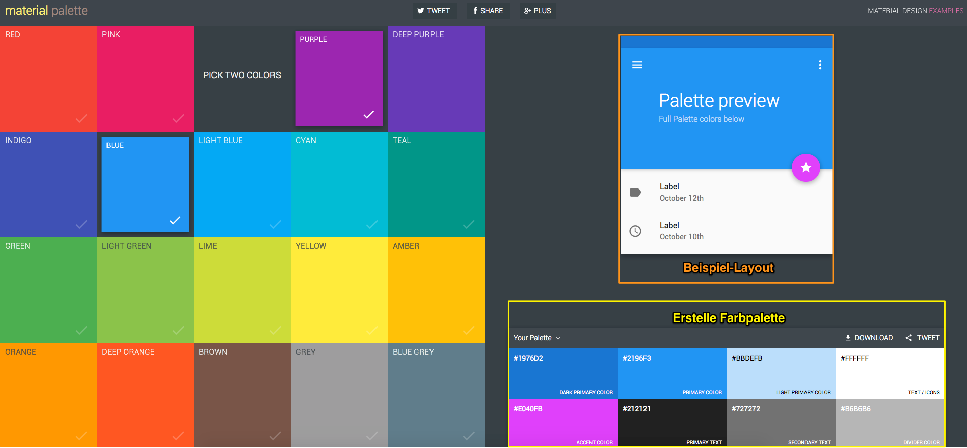 Material Palette: Material Design Farbschema finden
