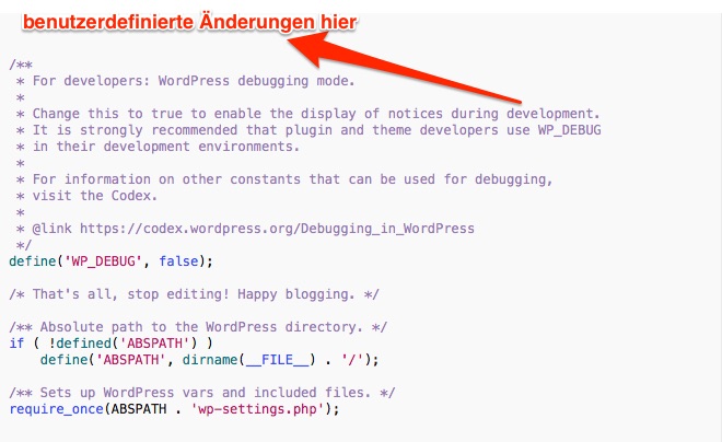 Änderungen in der wp-config_php hinzufügen