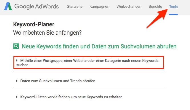 SEO-Tools: Google Keyword Planer