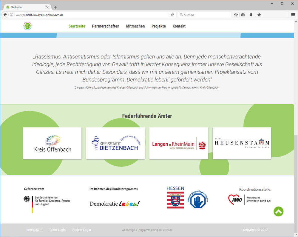 Webdesign Partnerschaften für Demokratie - Vielfalt im Kreis Offenbach