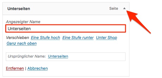 Wordpress: Menü Titel ändern