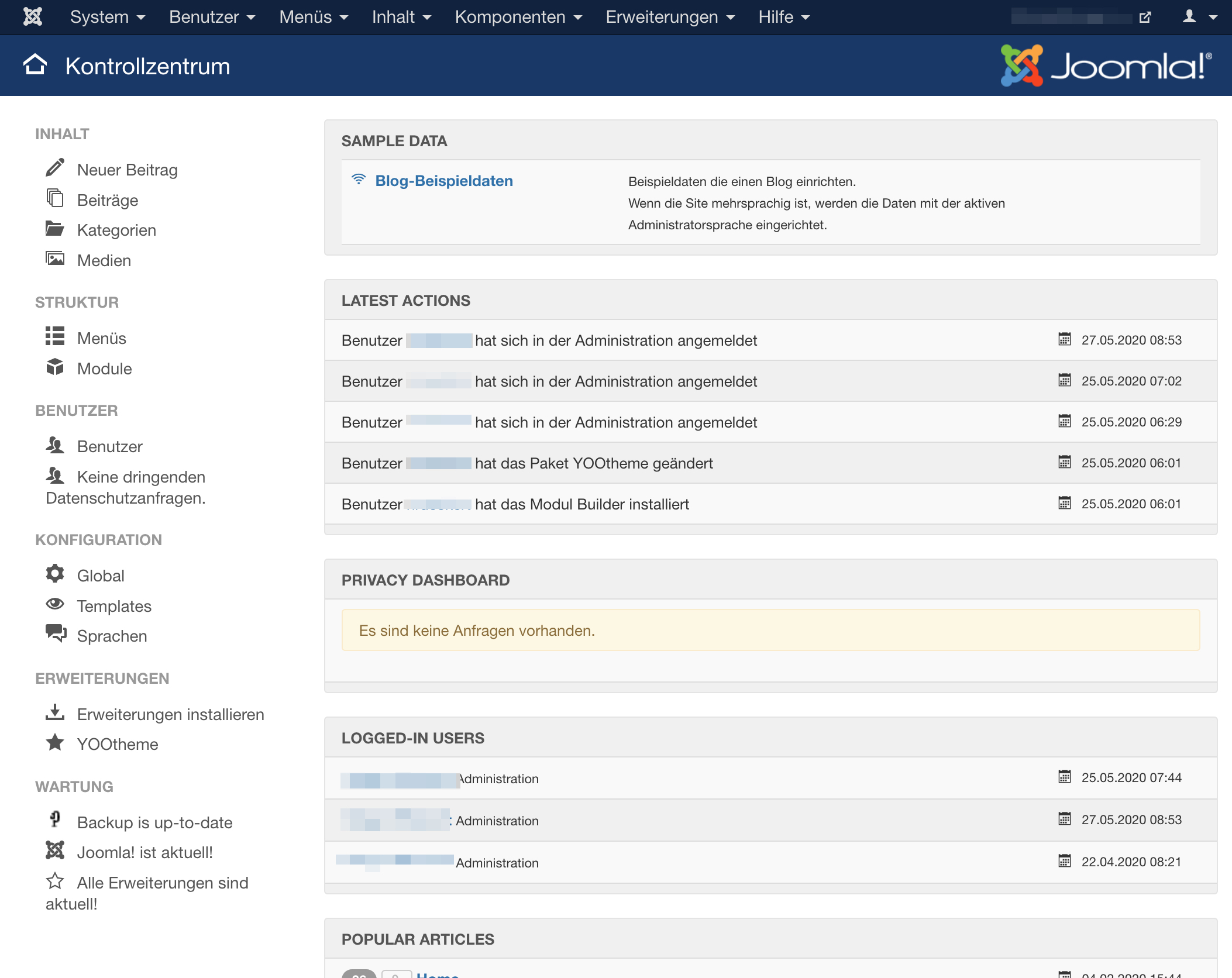 Joomla! Kontrollzentrum