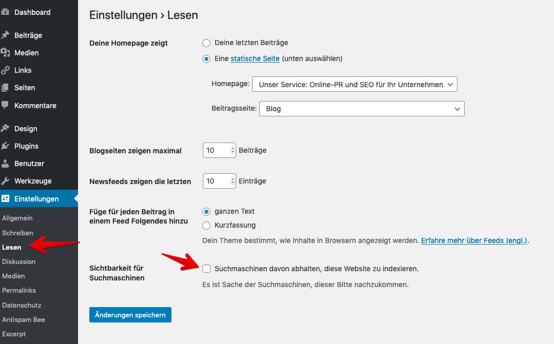 WordPress - SEO - Indizierung verhindern bzw. verbieten