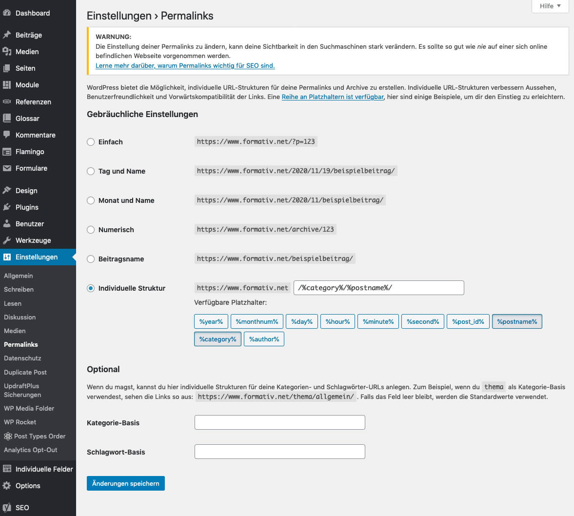 WordPress - URL-Struktur - Suchmaschinenfreundliche URLs