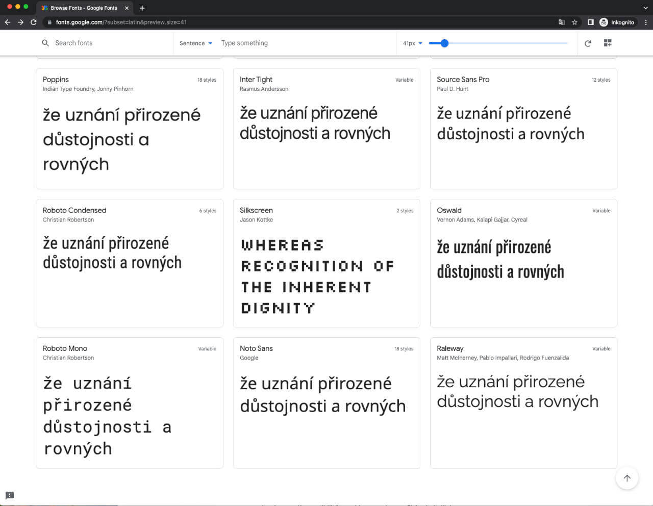 Google Fonts auswählen